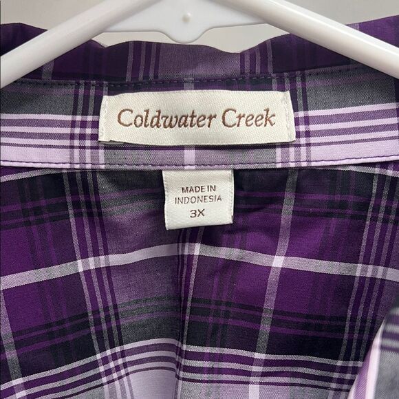 Coldwater Creek Violet Checkered Button-Up Shirt - Picture 2 of 5
